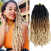 Ombre Soft Faux Locs Crochet Hair 14 Inch New Soft Locs 8 Packs Prelooped Crochet Braids Short Soft Goddess Locs Curly Wavy Cro