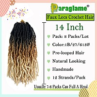 Ombre Soft Faux Locs Crochet Hair 14 Inch New Soft Locs 8 Packs Prelooped Crochet Braids Short Soft Goddess Locs Curly Wavy Cro