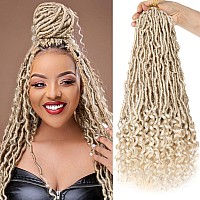 Xtrend 18 Inch New Faux Locs Crochet Braids With Curly End 7 Packs Soft Goddess Faux Locs Crochet Hair Blonde Nu Locs Prelooped