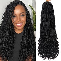 Xtrend 24 Inch Goddess New Faux Locs Crochet Hair With Curly Ends 7 Packs Long Soft Locs Crochet Braids Prelooped Natural Black