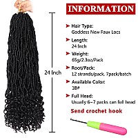 Xtrend 24 Inch Goddess New Faux Locs Crochet Hair With Curly Ends 7 Packs Long Soft Locs Crochet Braids Prelooped Natural Black