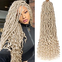 Xtrend 24 Inch New Faux Locs Crochet Hair With Curly Ends 7 Packs Long Soft Locs Crochet Braids Hair Blonde Synthetic Goddess Nu