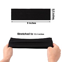 Derayee Headbands For Women 6 Pcs Black Elastic Headbands Soft Fabric Non Slip Hair Bands For Women Yoga Sports Workout 9 X 2