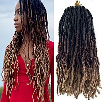 Paraglame Ombre Soft Locs 14 Inch New Faux Locs Crochet Hair 8 Packs Prelooped Crochet Braids Short Soft Goddess Locs Curly Wav