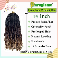 Paraglame Ombre Soft Locs 14 Inch New Faux Locs Crochet Hair 8 Packs Prelooped Crochet Braids Short Soft Goddess Locs Curly Wav