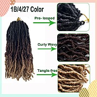 Paraglame Ombre Soft Locs 14 Inch New Faux Locs Crochet Hair 8 Packs Prelooped Crochet Braids Short Soft Goddess Locs Curly Wav