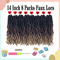 Paraglame Ombre Soft Locs 14 Inch New Faux Locs Crochet Hair 8 Packs Prelooped Crochet Braids Short Soft Goddess Locs Curly Wav