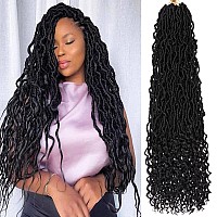 Xtrend 30 Inch Goddess Faux Locs Crochet Hair 7 Packs Soft Locs Crochet Braids Hair With Curly Ends Natural Black Synthetic Nu L