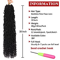 Xtrend 30 Inch Goddess Faux Locs Crochet Hair 7 Packs Soft Locs Crochet Braids Hair With Curly Ends Natural Black Synthetic Nu L