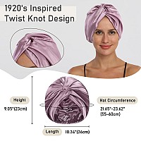 Lukacy Silk Satin Bonnet For Sleeping, Large Adjustable Silk Satin Hair Wrap Hair Cap For Women Curly Hair Accessories Purple