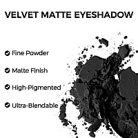 Erinde Black Matte Eyeshadow Palette Single Black Smokey Pressed Powder Eye Shadow Ultrablendable Pigmented Color Long Last