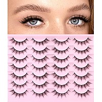 False Lashes Natural Look Wispy Eyelashes Manga Korean Spiky 16Mm Short Faux Mink Eyelashes Fluffy Cat Eye Natural Fake Eyelashe