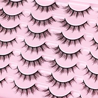 False Lashes Natural Look Wispy Eyelashes Manga Korean Spiky 16Mm Short Faux Mink Eyelashes Fluffy Cat Eye Natural Fake Eyelashe