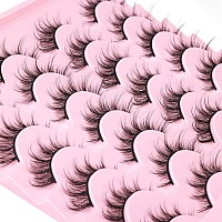 False Lashes Natural Look Wispy Eyelashes Manga Korean Spiky 16Mm Short Faux Mink Eyelashes Fluffy Cat Eye Natural Fake Eyelashe