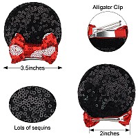 8Pcs Sequin Mouse Ears Hair Clips Glitter Hair Bows Cute Mice Ears Hair Barrettes Clips For Women Girls Hair Accessories For Cos