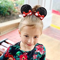 8Pcs Sequin Mouse Ears Hair Clips Glitter Hair Bows Cute Mice Ears Hair Barrettes Clips For Women Girls Hair Accessories For Cos