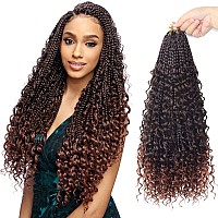 Goddess Box Braids Crochet Hair With Curly Ends 18 Inch Bohomian Box Braids Crochet Braids 8 Packs 3X Crochet Braids Synthetic B