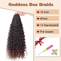 Goddess Box Braids Crochet Hair With Curly Ends 18 Inch Bohomian Box Braids Crochet Braids 8 Packs 3X Crochet Braids Synthetic B