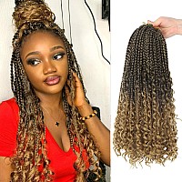 Goddess Box Braids Crochet Hair With Curly Ends 16 Inch Bohomian Box Braids Crochet Braids 8 Packs 3X Crochet Braids Synthetic B