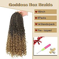 Goddess Box Braids Crochet Hair With Curly Ends 16 Inch Bohomian Box Braids Crochet Braids 8 Packs 3X Crochet Braids Synthetic B