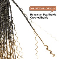 Goddess Box Braids Crochet Hair With Curly Ends 16 Inch Bohomian Box Braids Crochet Braids 8 Packs 3X Crochet Braids Synthetic B