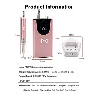 M Max Professional Nail Drill Machine 2In1 Brushless Motor Nail File Electric Cordless Aluminium Alloy Casing 35000 R