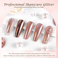 Laza Chrome Nail Powder Mirror Effect Metallic Dust Holographic Glitter Glazed Manicure Decoration Reflective Pigment For Diy Ge