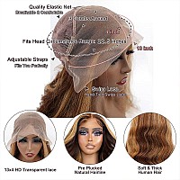 Highlight Ombre Lace Front Wigs Human Hair Pre Plucked With Baby Hair 13X4 Body Wave Honey Blonde Lace Front Wig Human Hair 150