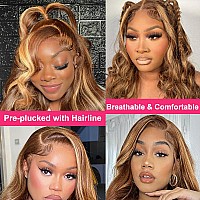 Highlight Ombre Lace Front Wigs Human Hair Pre Plucked With Baby Hair 13X4 Body Wave Honey Blonde Lace Front Wig Human Hair 150