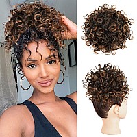 Lommel Messy Bun Hair Piece Short Curly Ponytail Extension Elastic Drawstring Loose Wave Curly Hair Buns Hair Piece Synthetic Ha