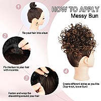 Lommel Messy Bun Hair Piece Short Curly Ponytail Extension Elastic Drawstring Loose Wave Curly Hair Buns Hair Piece Synthetic Ha