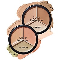 Thesaem Cover Perfection Triple Pot Concealer 01 Correct Beige 02 Contour Beige 3 Color Concealer For Medium Natural Tone