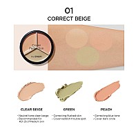 Thesaem Cover Perfection Triple Pot Concealer 01 Correct Beige 02 Contour Beige 3 Color Concealer For Medium Natural Tone