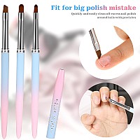 3Pcs Nail Polish Clean Up Brush Set Roundangled Manicure Nail Brushes For Cleaning Nail Art Polish Remover Brush Professional