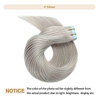 Yilite 20Piecespack Fashion Silver Tape In Hair Extensions Human Hair12Inch 40G Silver Tape In Human Hair Extensionsseamless