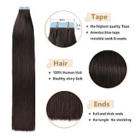 Yilite 28Inch Off Black Tape In Hair Extensions Human Hair 1B 20Pcs 60Gpack Straight Tape In Human Hair Extensionsseamless Sk