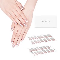 Danni Toni Semi Cured Gel Nail Strips Pink And White Ombre Blushing Reflection Mirror Gel Nail Stickers Glazed Nail Wraps 28