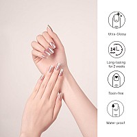 Danni Toni Semi Cured Gel Nail Strips Pink And White Ombre Blushing Reflection Mirror Gel Nail Stickers Glazed Nail Wraps 28