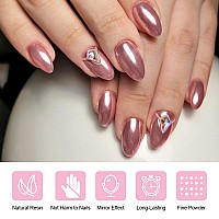 Bishengyf 6 Pcs White Chrome Powder Pearl Effect Nail Powder Shell Nail Glitter Dust Nail Powder With Magic Mirror Effect For N