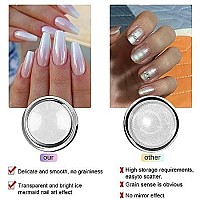 6 Pcs White Chrome Powder Pearl Effect Nail Powder Shell Nail Glitter Dust Nail Powder With Magic Mirror Effect For Nail Art De