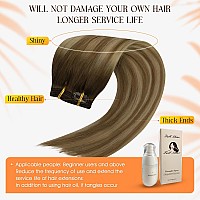 Full Shine 18 Inch Hair Extensions Real Human Hair Clip Ins Dark Brown Ombre Brown With Low Lights Honey Blonde Seamless Hair Ex