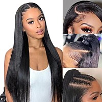 Azkiu 30Inch Straight Lace Front Wigs Human Hair 13X4 Hd Transparent Lace Front Wigs For Women Brazilian Virgin Hair Lace Fronta