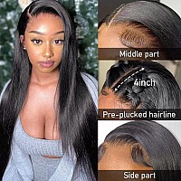 Azkiu 30Inch Straight Lace Front Wigs Human Hair 13X4 Hd Transparent Lace Front Wigs For Women Brazilian Virgin Hair Lace Fronta