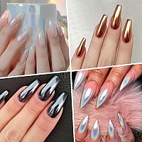 Gold Chrome Nail Powder 6 Colors White Pearl Black Metallic Mirror Effect Chrome Powder For Nails Bronze Brown Iridescent Hol