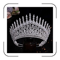 Aoligrace Luxury Wedding Crowns For Women 5A Cubic Zirconia Tall Princess Tiara Crystal Gifts For Women Bridal Birthday Prom