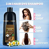 Bojica Kaisasa Chestnut Brown Coloring Shampoo 3In1 Semipermanent Hair Color For Women Men Herbal Formula 176 Fl Oz