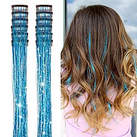 Yooonxi 12Pcs Hair Tinsel Clip In 196Inch Glitter Tinsel Hair Extensions Clip In Hair Tinsel Kit Heat Resistant Shiny Sparkle F