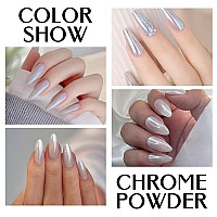 Bishengyf Pearl Chrome Nail Powdersuper Mirror Effectwhite Pearl Chrome Nail Powder Ice Transparent Aurora Chrome Nail Powder