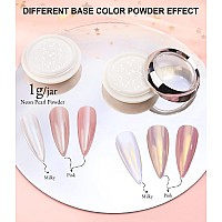 Bishengyf Pearl Chrome Nail Powdersuper Mirror Effectwhite Pearl Chrome Nail Powder Ice Transparent Aurora Chrome Nail Powder