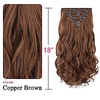 Syxlcygg Brown Hair Extensions 2Pcs Clip Hair Extension 7Pcs 18 Wavy 5 Qz Synthetic Like Real Hair Piece Easy To Use Fluffy Tan